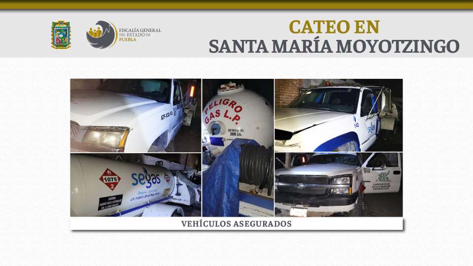 En Santa María Moyotzingo, aseguradas 3 pipas de gas y droga.