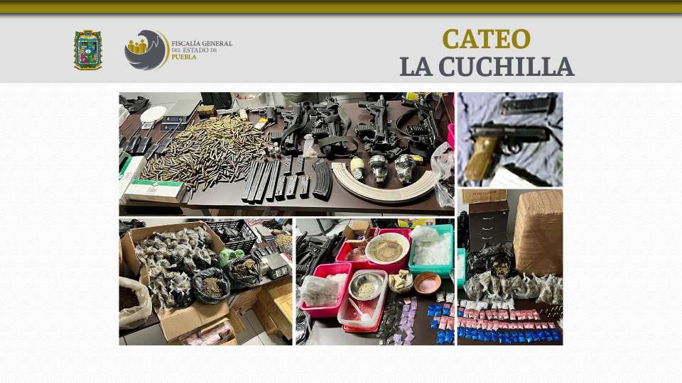 En La Cuchilla, FGE aseguró aproximadamente 50 kilos de droga, armas y cartuchos.