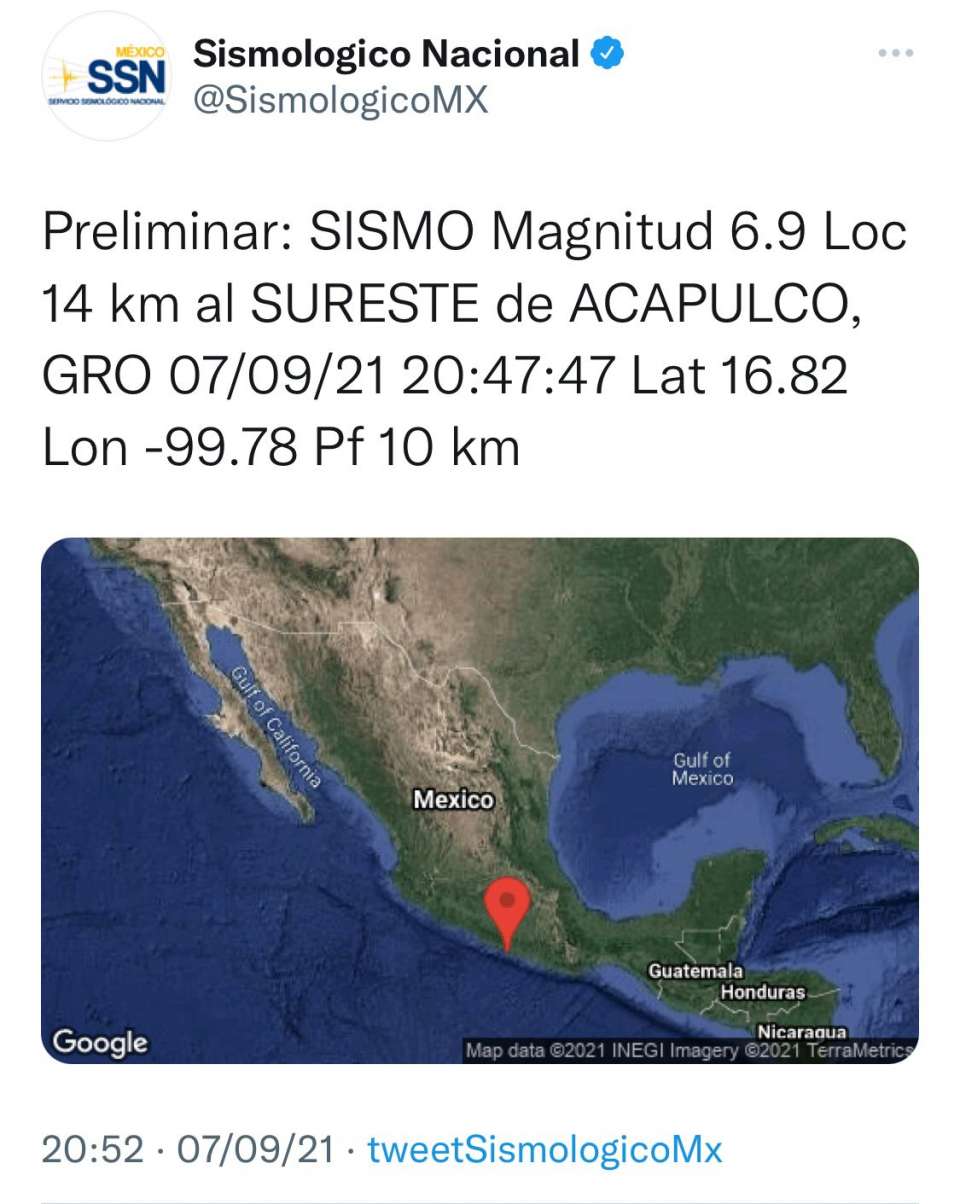 Sacude sismo de 7.1 a Guerrero