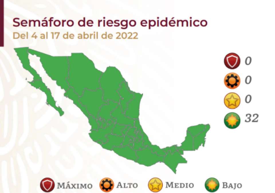 Por segundo periodo consecutivo México permanece en verde del Semáforo Epidemiológico