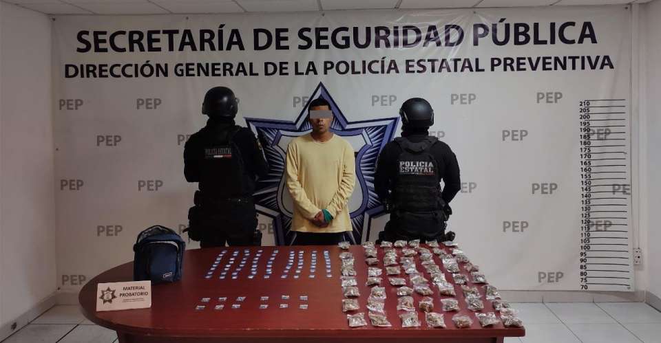 Policía Estatal detiene a presunto vendedor de droga de “Los Angelinos 13”.
