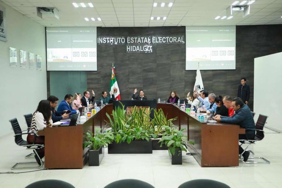 Sesión del Consejo General del Instituto Electoral del Estado de Hidalgo. 