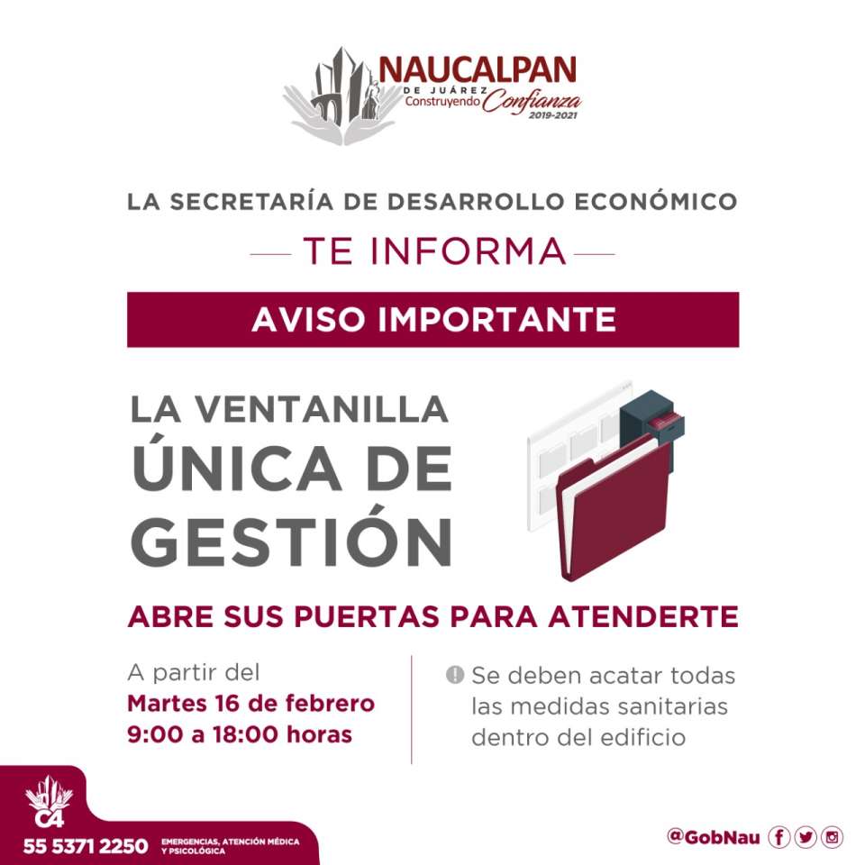 Reabre ventanilla única para trámites administrativos en Naucalpan